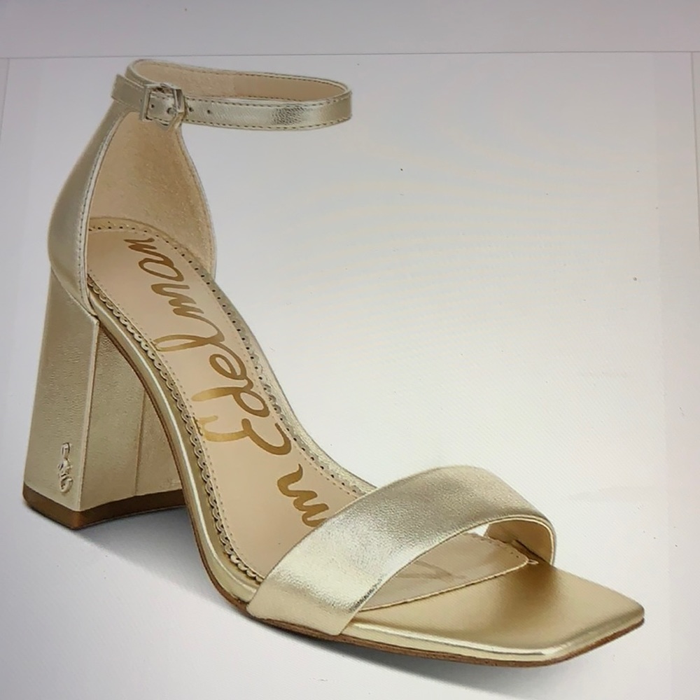 Sam Edelman Daniella Gold Metallic Block Heel Sandals 10